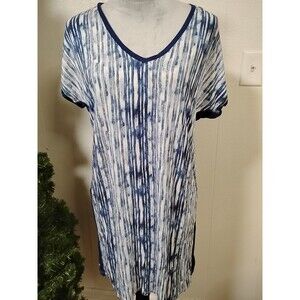 Simply Vera Vera Wang dress size medium blue and white stripe watercolor s-s